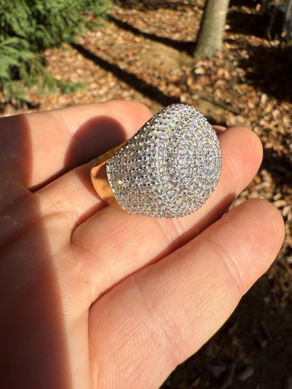 HarlemBling MOISSANITE Large Hip Hop Celebrity Iced Out Ring - 925 Silver