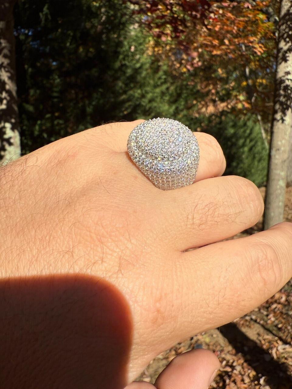 HarlemBling MOISSANITE Large Hip Hop Celebrity Iced Out Ring - 925 Silver