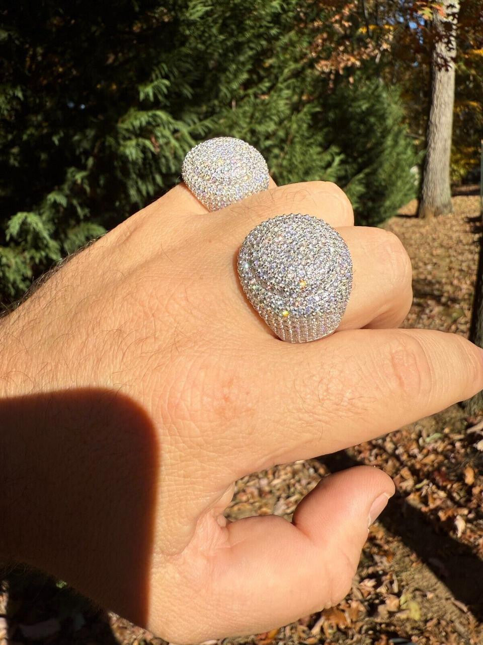 HarlemBling MOISSANITE Large Hip Hop Celebrity Iced Out Ring - 925 Silver