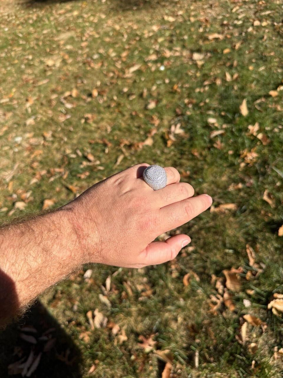 HarlemBling MOISSANITE Large Hip Hop Celebrity Iced Out Ring - 925 Silver