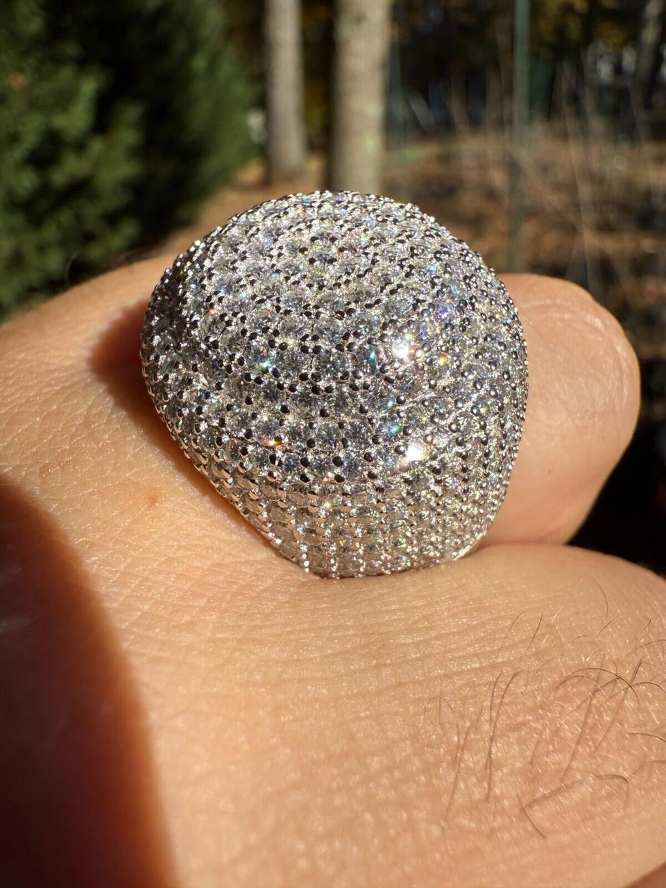 HarlemBling MOISSANITE Large Hip Hop Celebrity Iced Out Ring - 925 Silver