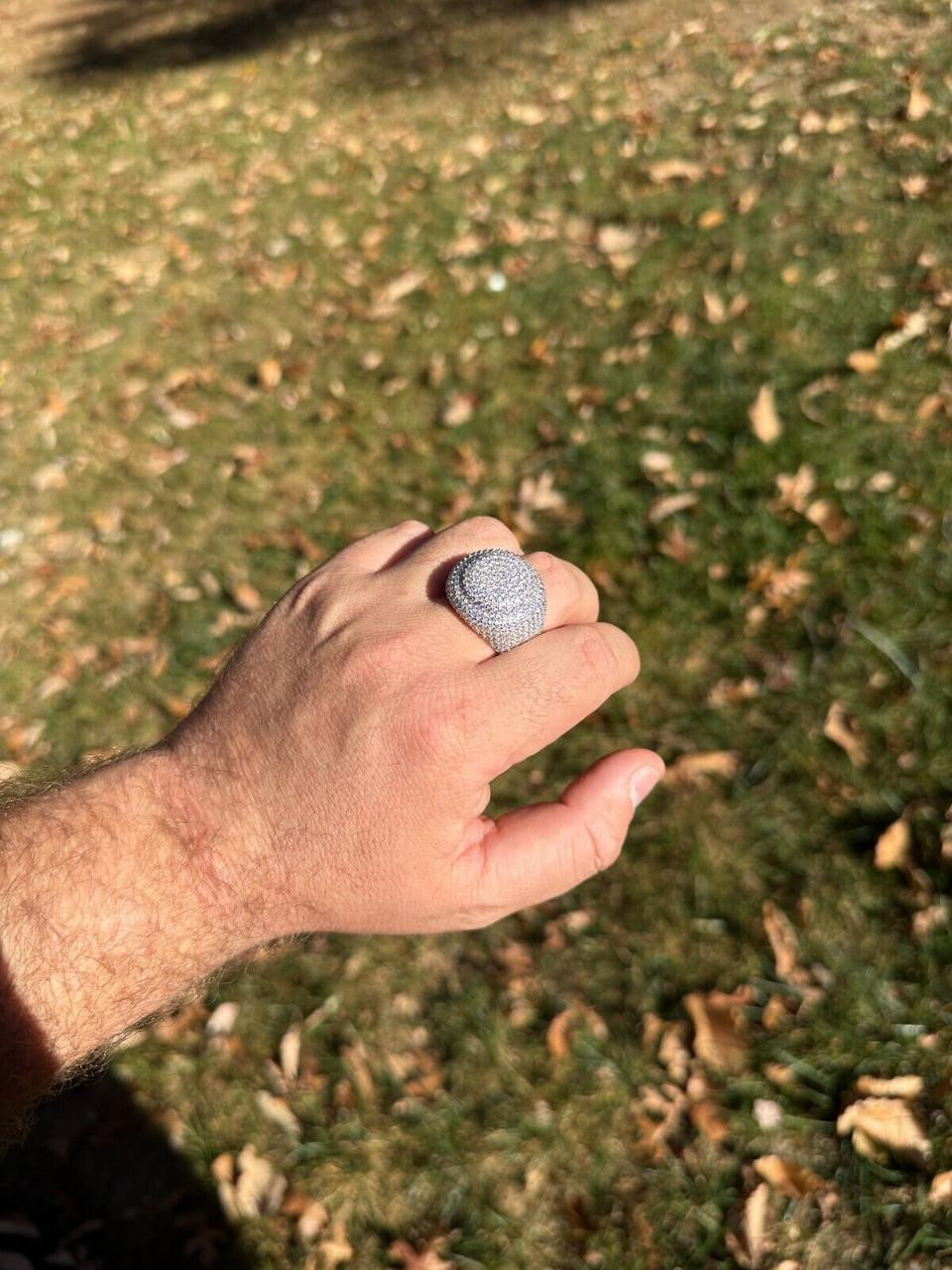 HarlemBling MOISSANITE Large Hip Hop Celebrity Iced Out Ring - 925 Silver