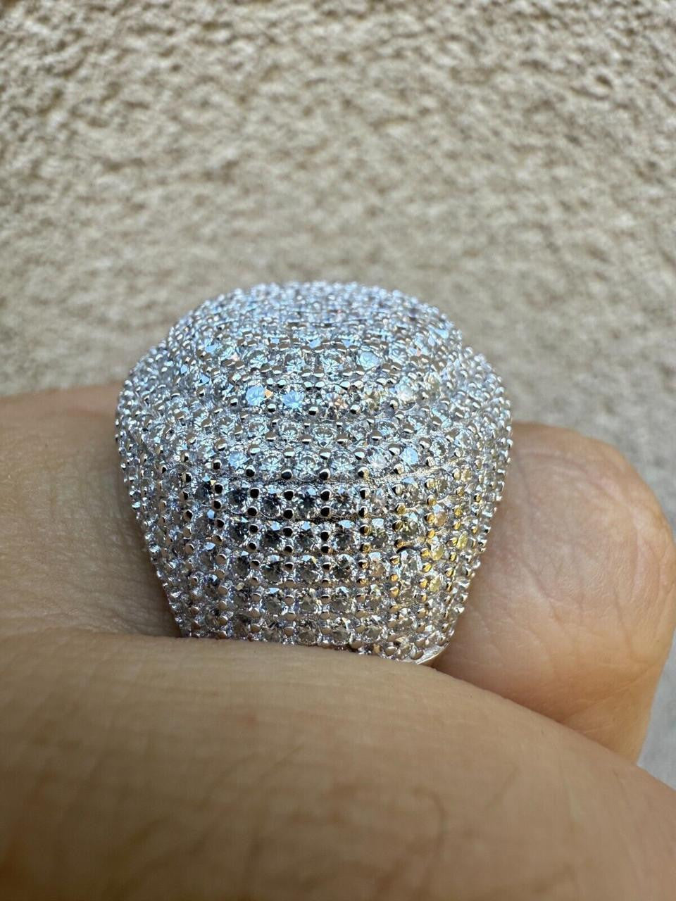 HarlemBling MOISSANITE Large Hip Hop Celebrity Iced Out Ring - 925 Silver
