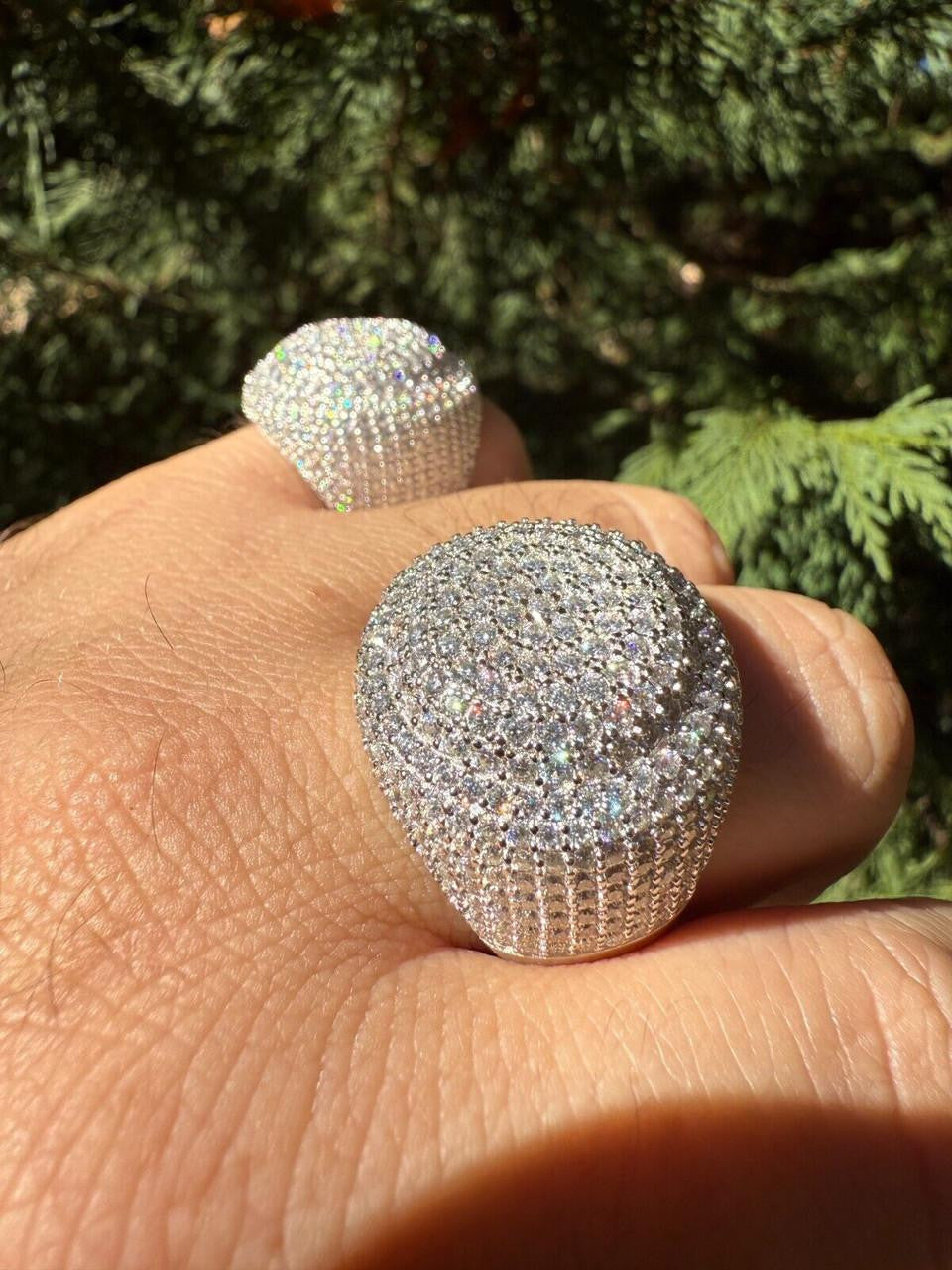 HarlemBling MOISSANITE Large Hip Hop Celebrity Iced Out Ring - 925 Silver