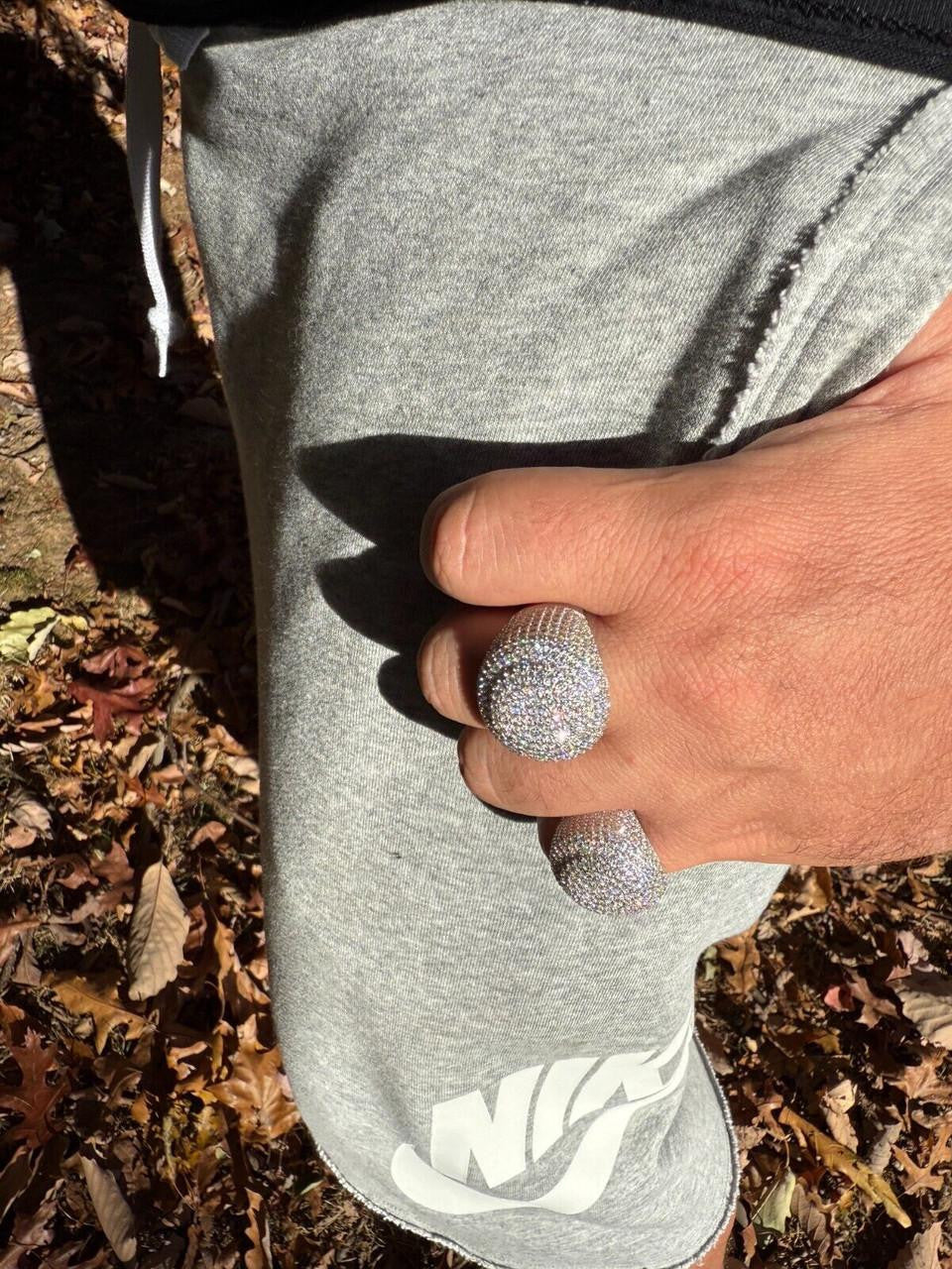 HarlemBling MOISSANITE Large Hip Hop Celebrity Iced Out Ring - 925 Silver