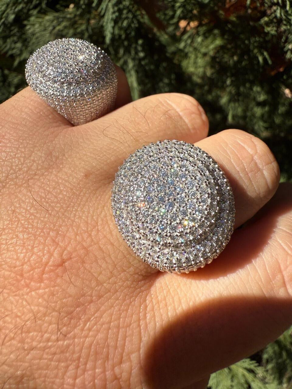 Ring Men Rapper MOISSANITE Mens Huge Fully 3D Rapper Dome Iced Hip Hop Ring 925 ...