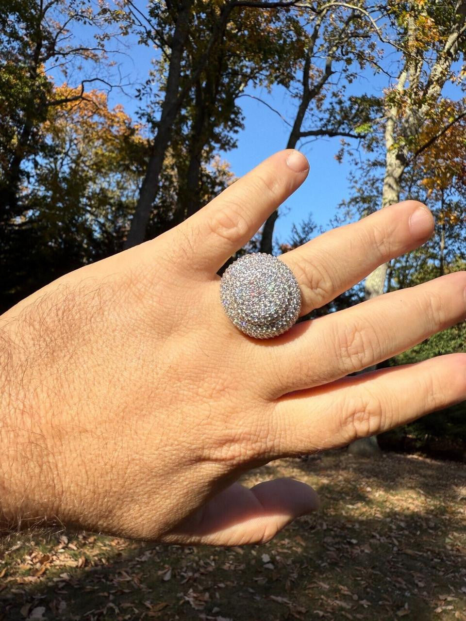 HarlemBling MOISSANITE Large Hip Hop Celebrity Iced Out Ring - 925 Silver