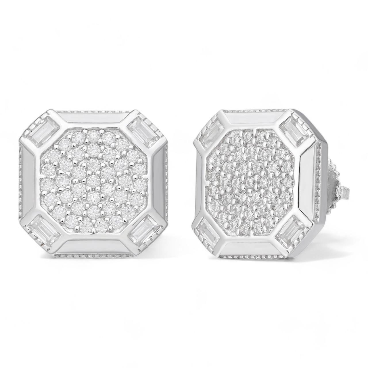 HarlemBling MOISSANITE Large Octagonal Earrings - 925 Silver - 12mm