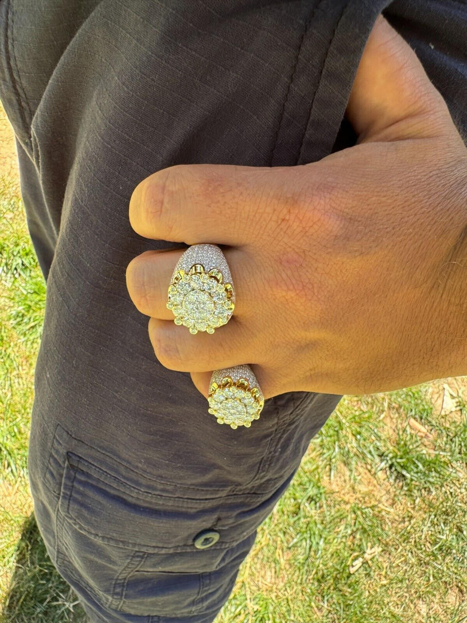 HarlemBling MOISSANITE Large Royal Crown Iced Out Ring - 14k Gold Vermeil 925 Silver