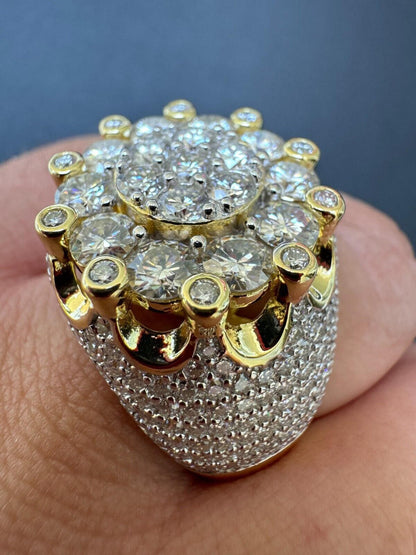 HarlemBling MOISSANITE Large Royal Crown Iced Out Ring - 14k Gold Vermeil 925 Silver