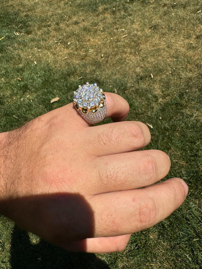 HarlemBling MOISSANITE Large Royal Crown Iced Out Ring - 14k Gold Vermeil 925 Silver