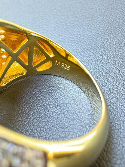 HarlemBling MOISSANITE Large Royal Crown Iced Out Ring - 14k Gold Vermeil 925 Silver