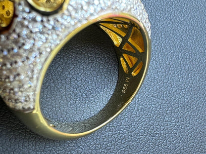 HarlemBling MOISSANITE Large Royal Crown Iced Out Ring - 14k Gold Vermeil 925 Silver