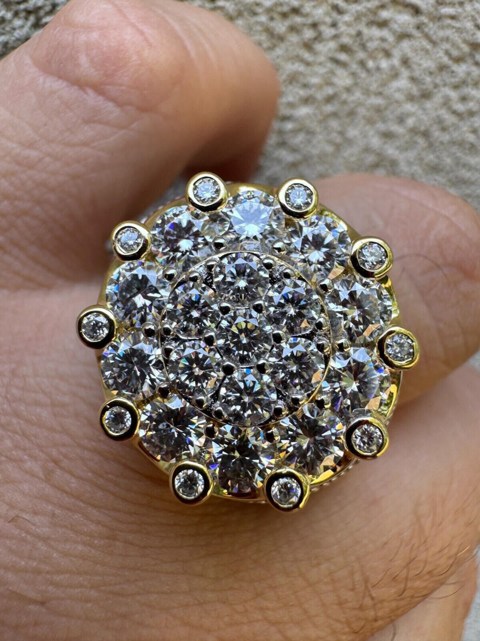 HarlemBling MOISSANITE Large Royal Crown Iced Out Ring - 14k Gold Vermeil 925 Silver