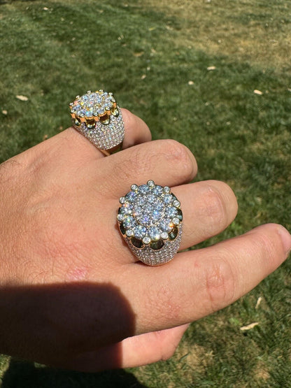 HarlemBling MOISSANITE Large Royal Crown Iced Out Ring - 14k Gold Vermeil 925 Silver