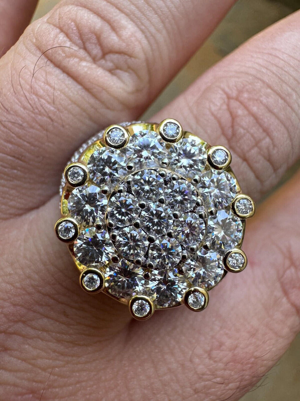 HarlemBling MOISSANITE Large Royal Crown Iced Out Ring - 14k Gold Vermeil 925 Silver