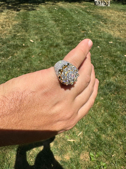 HarlemBling MOISSANITE Large Royal Crown Iced Out Ring - 14k Gold Vermeil 925 Silver