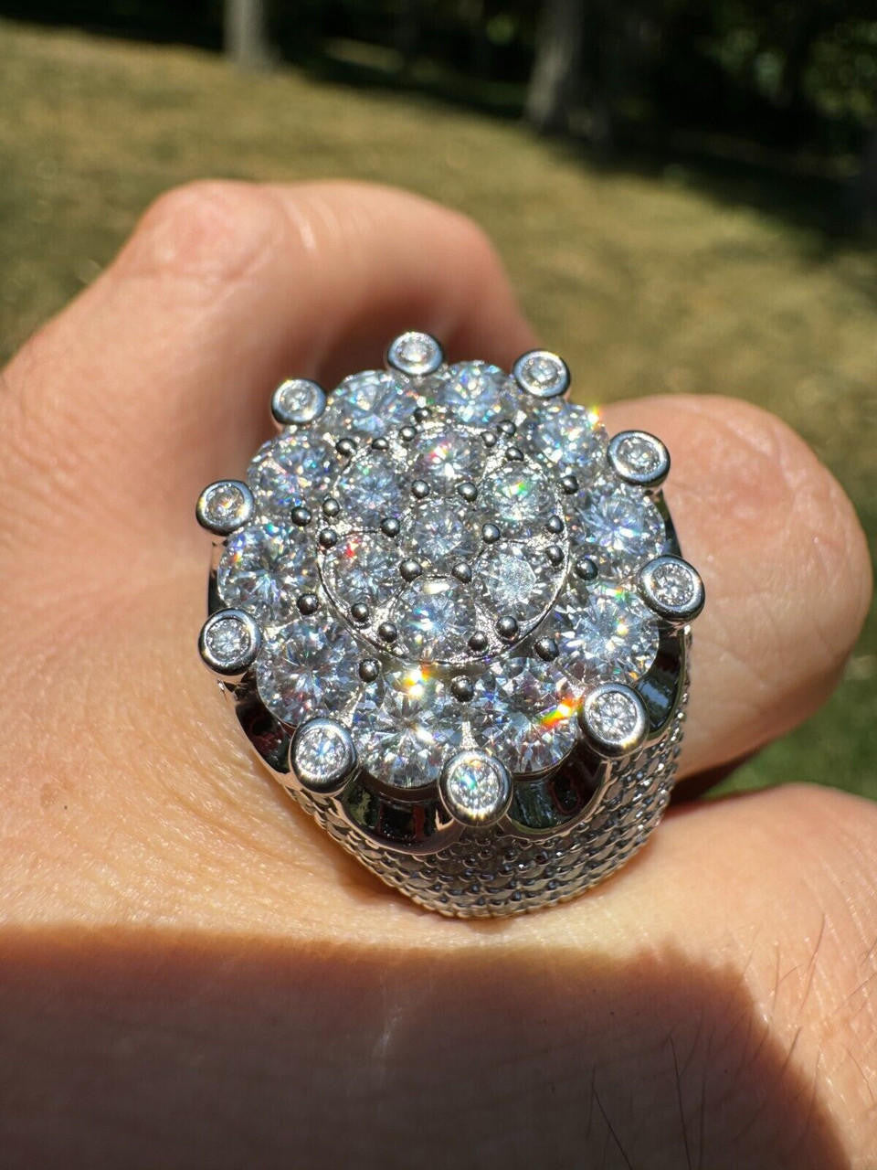 HarlemBling MOISSANITE Large Royal Crown Iced Out Ring - 925 Silver