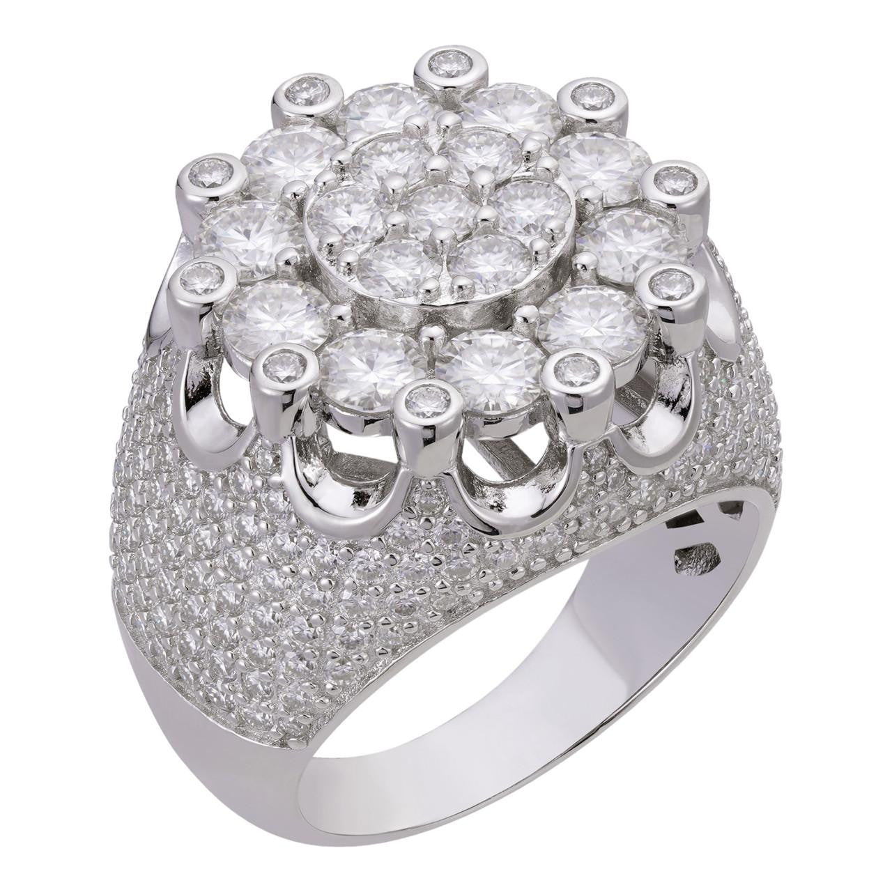 7.5ct MOISSANITE Large Stone Crown Iced Hip Hop Ring Real 925 Sterling ...