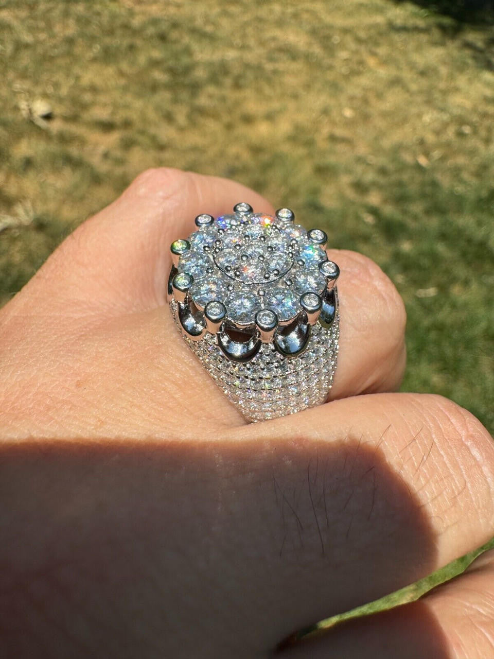 HarlemBling MOISSANITE Large Royal Crown Iced Out Ring - 925 Silver