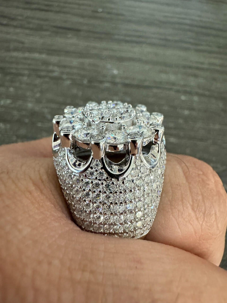 HarlemBling MOISSANITE Large Royal Crown Iced Out Ring - 925 Silver