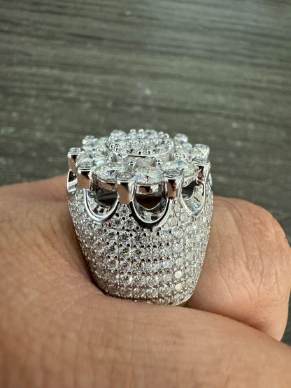 HarlemBling MOISSANITE Large Royal Crown Iced Out Ring - 925 Silver