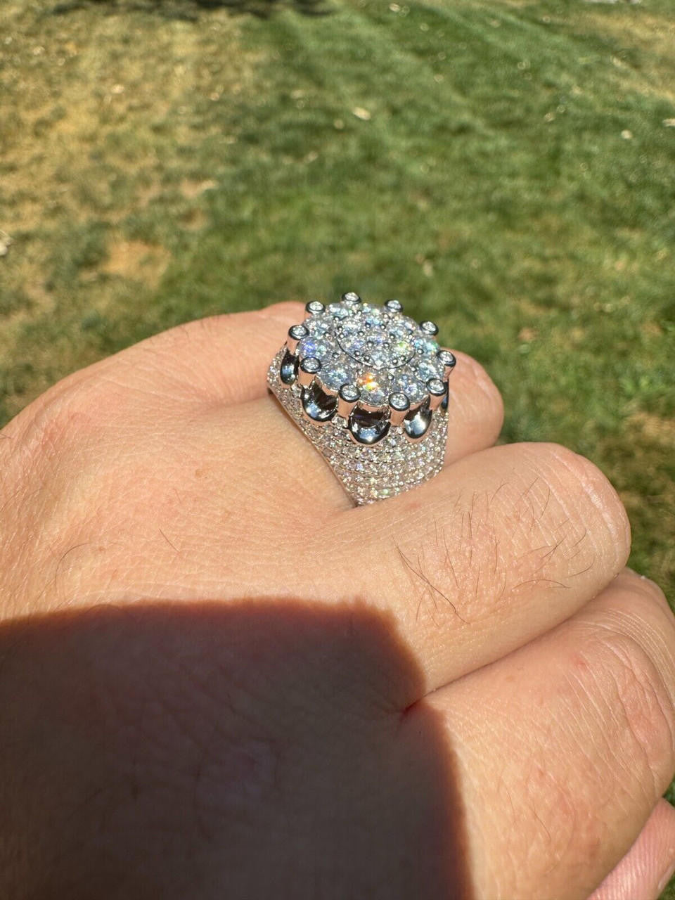 HarlemBling MOISSANITE Large Royal Crown Iced Out Ring - 925 Silver