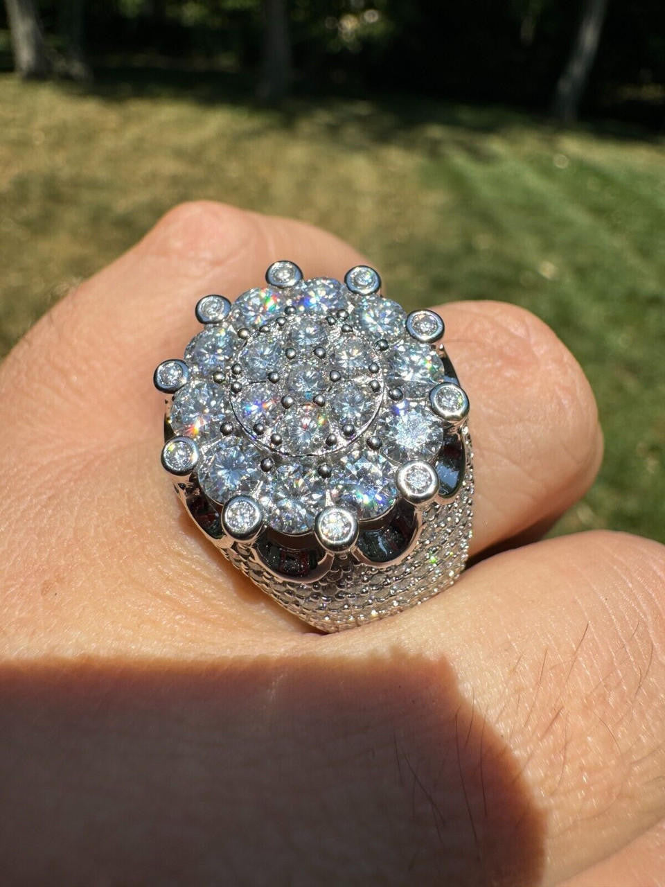 HarlemBling MOISSANITE Large Royal Crown Iced Out Ring - 925 Silver