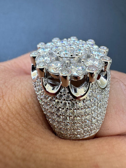 HarlemBling MOISSANITE Large Royal Crown Iced Out Ring - 925 Silver