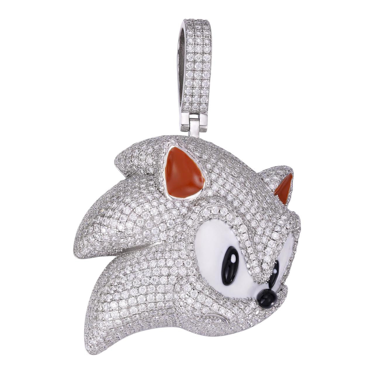 HarlemBling MOISSANITE Large Sonic The Hedgehog Iced Out Pendant - 925 Silver - HUGE 3"