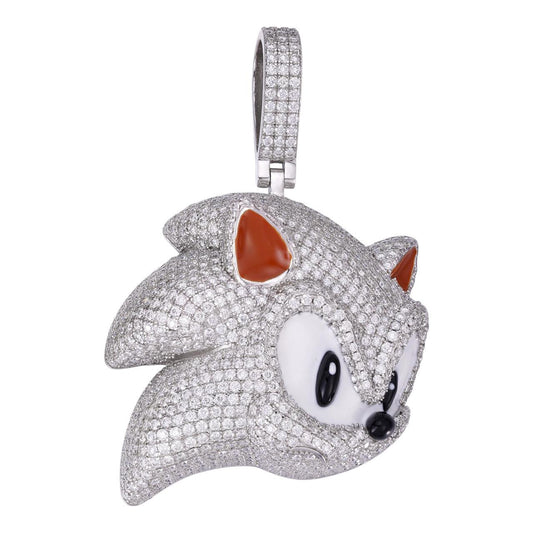 HarlemBling MOISSANITE Large Sonic The Hedgehog Iced Out Pendant - 925 Silver - HUGE 3"
