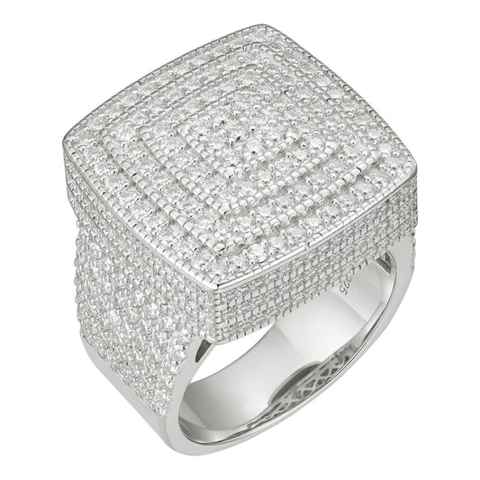 HarlemBling MOISSANITE Large Square Iced Out Ring - 925 Silver