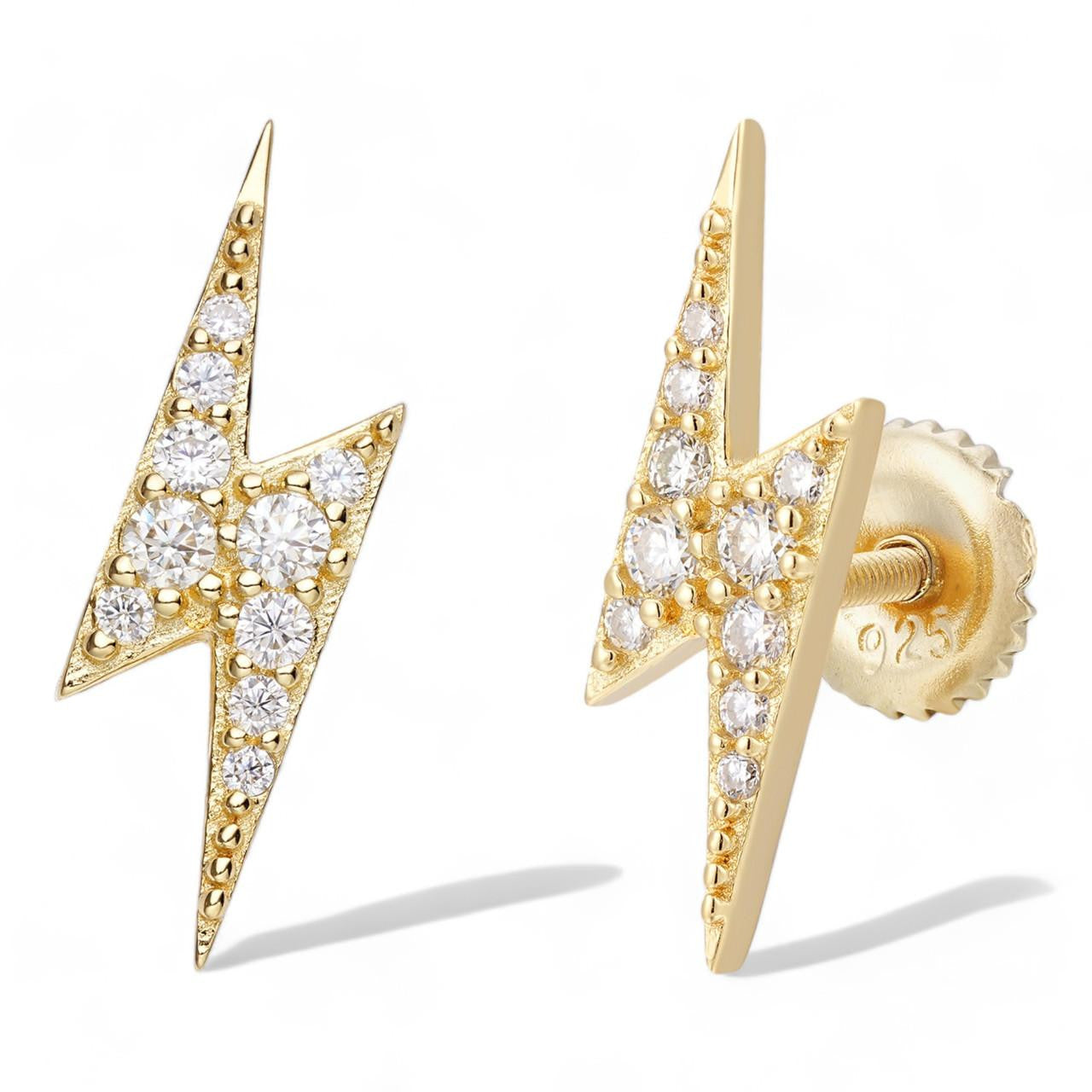 HarlemBling MOISSANITE Lightning Bolt Iced Out Earrings - 14k Gold Vermeil 925 Silver - 6x16mm