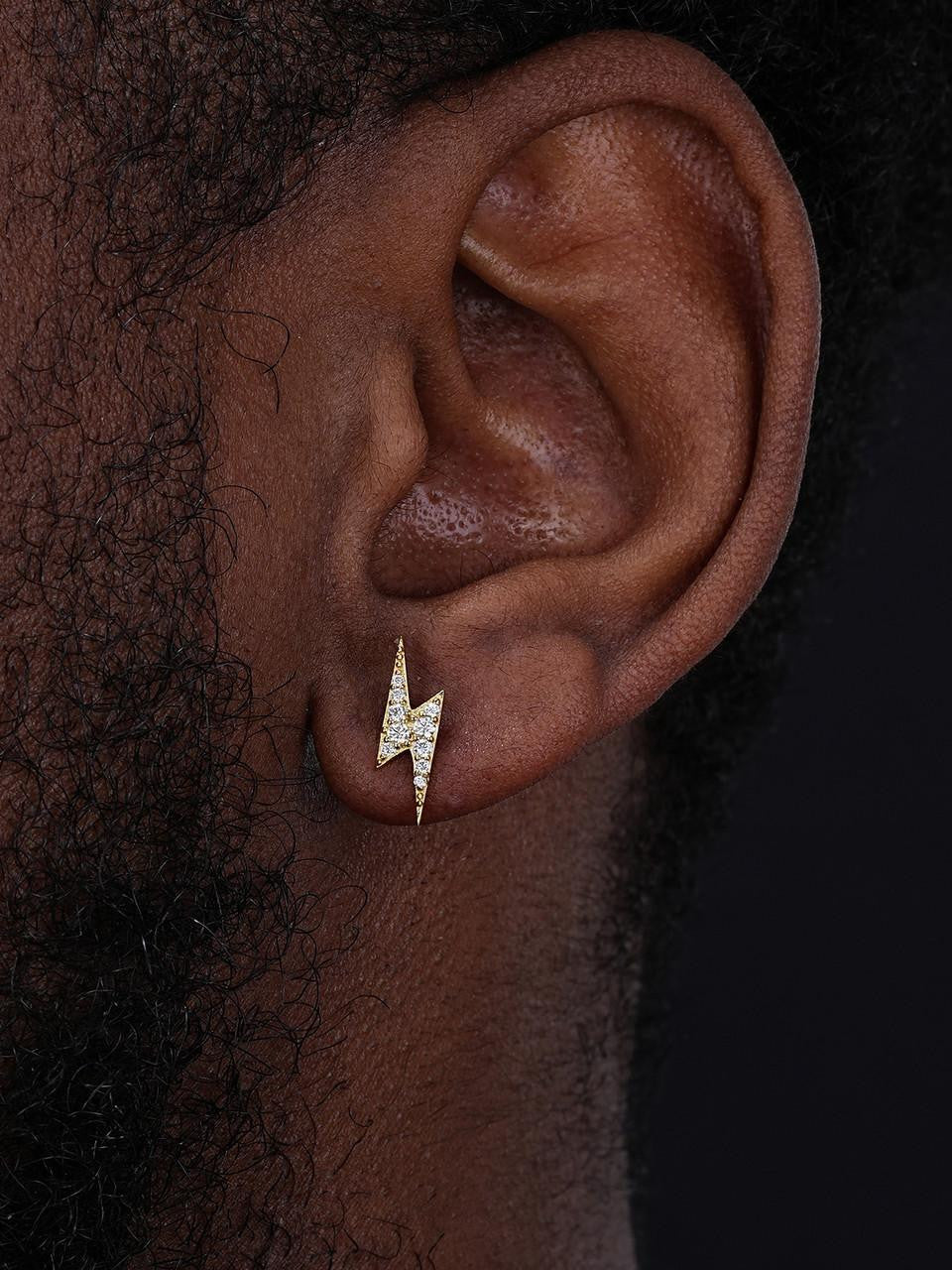 HarlemBling MOISSANITE Lightning Bolt Iced Out Earrings - 14k Gold Vermeil 925 Silver - 6x16mm