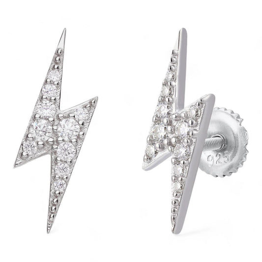 HarlemBling MOISSANITE Lightning Bolt Iced Out Earrings - 925 Silver - 6x16mm