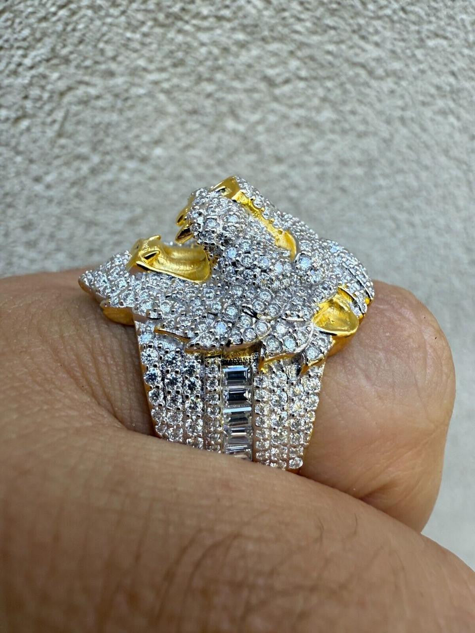 HarlemBling MOISSANITE Lion Hip Hop Ring - 14k Gold Vermeil 925 Silver