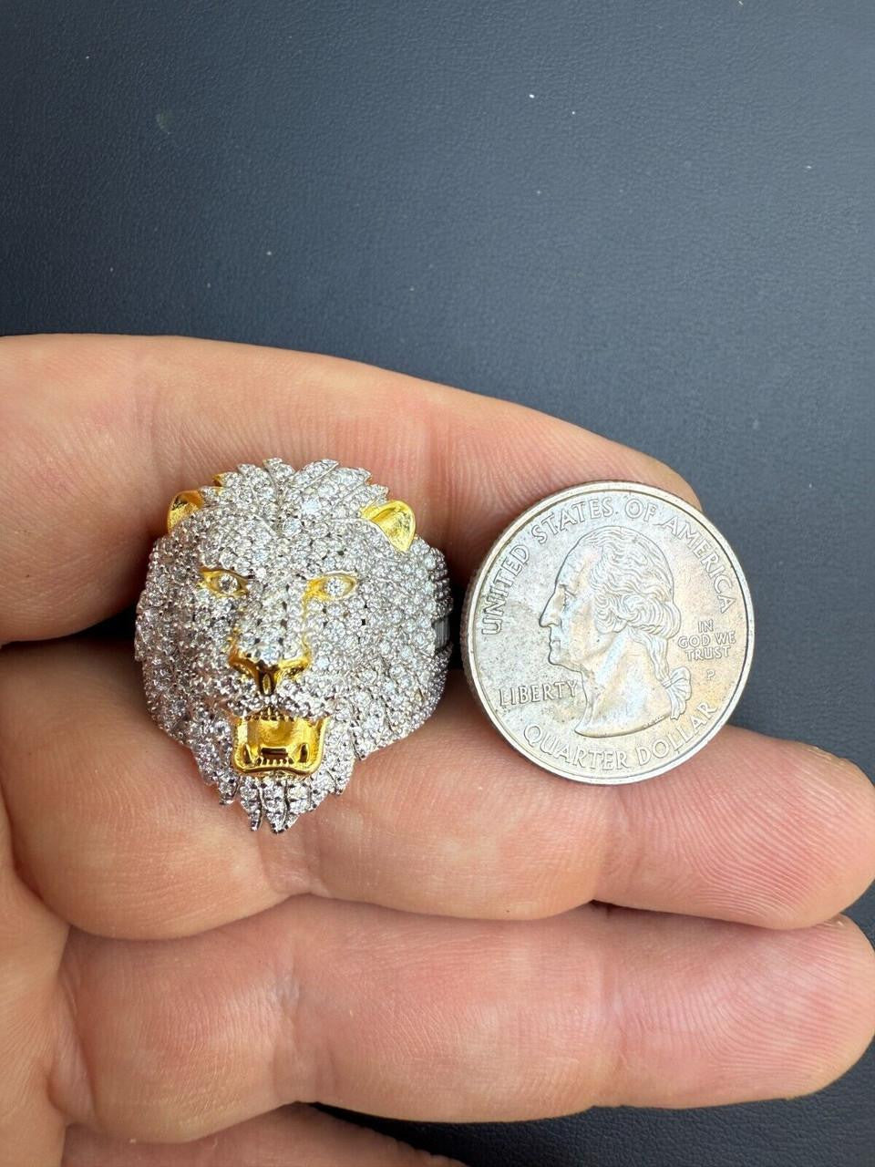 HarlemBling MOISSANITE Lion Hip Hop Ring - 14k Gold Vermeil 925 Silver