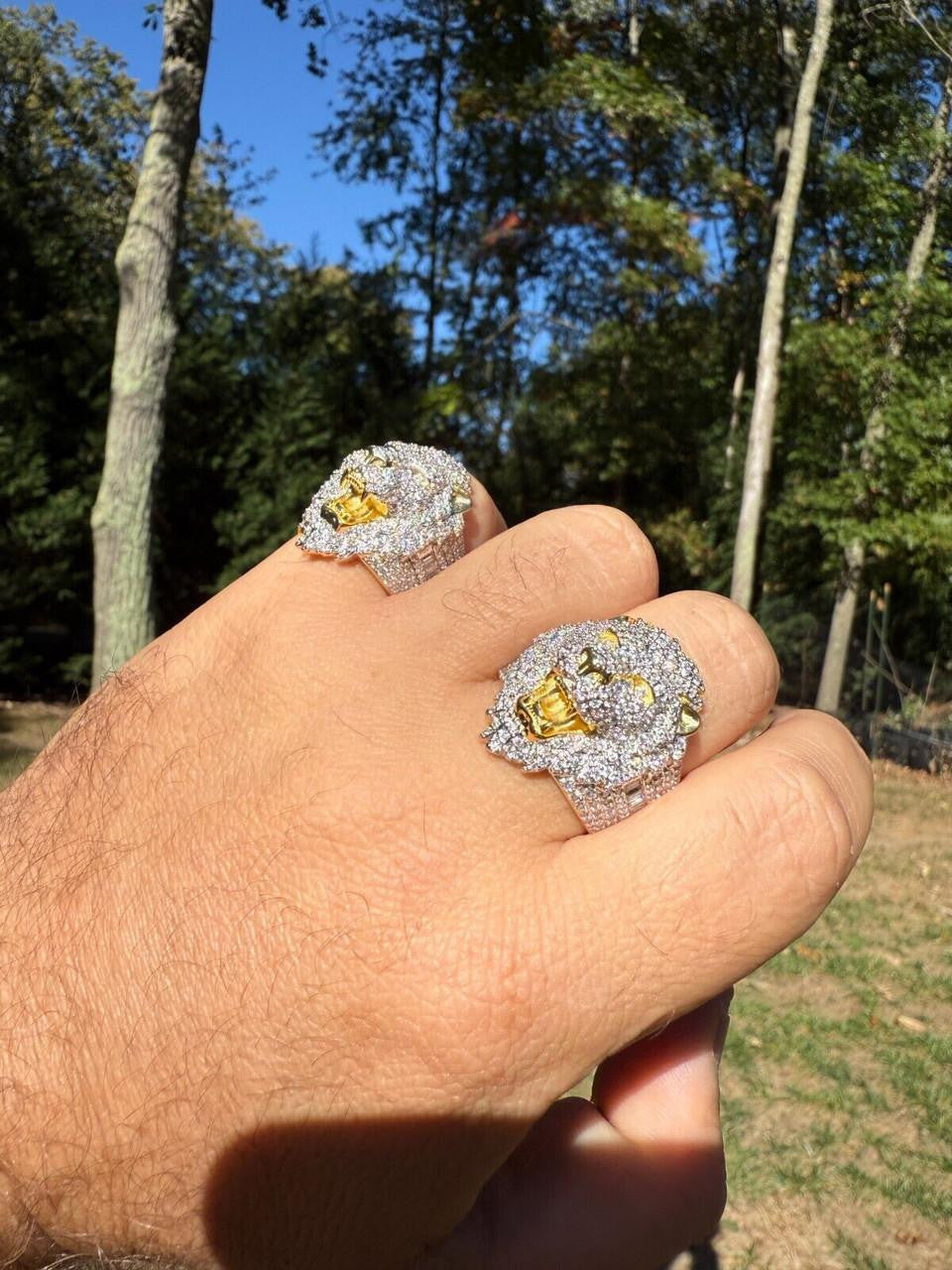 HarlemBling MOISSANITE Lion Hip Hop Ring - 14k Gold Vermeil 925 Silver