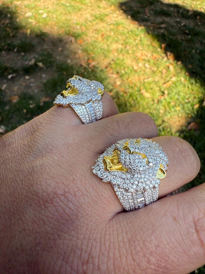 HarlemBling MOISSANITE Lion Hip Hop Ring - 14k Gold Vermeil 925 Silver