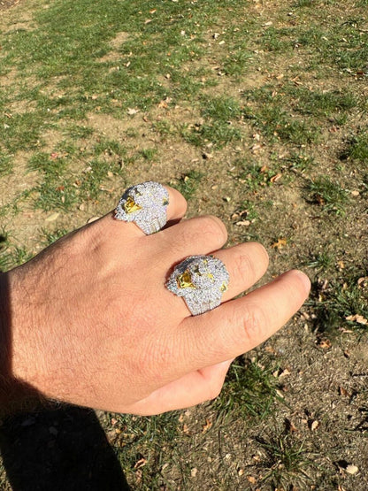 HarlemBling MOISSANITE Lion Hip Hop Ring - 14k Gold Vermeil 925 Silver