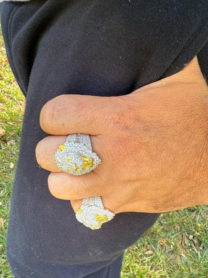 HarlemBling MOISSANITE Lion Hip Hop Ring - 14k Gold Vermeil 925 Silver