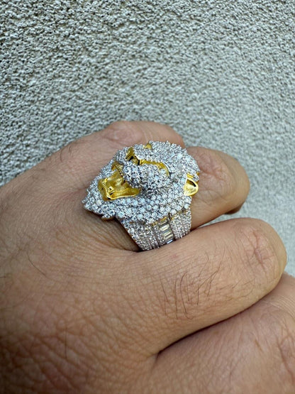 HarlemBling MOISSANITE Lion Hip Hop Ring - 14k Gold Vermeil 925 Silver