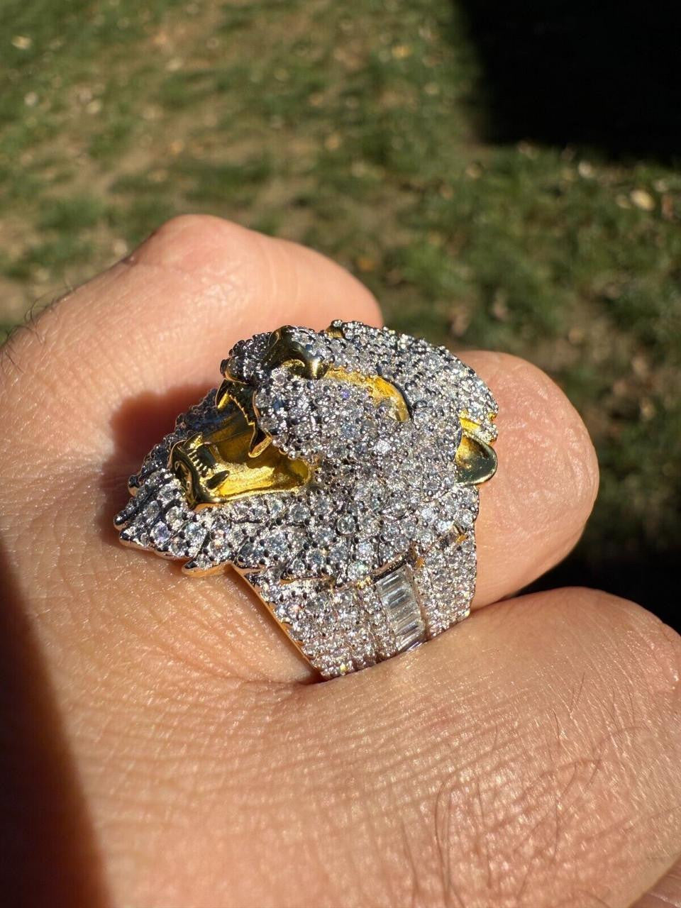 HarlemBling MOISSANITE Lion Hip Hop Ring - 14k Gold Vermeil 925 Silver