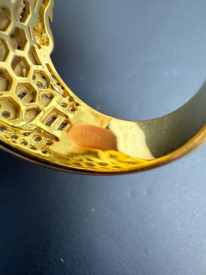 HarlemBling MOISSANITE Lion Hip Hop Ring - 14k Gold Vermeil 925 Silver