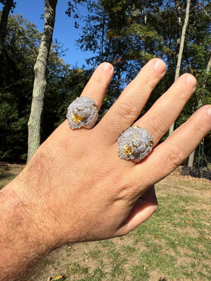 HarlemBling MOISSANITE Lion Hip Hop Ring - 14k Gold Vermeil 925 Silver