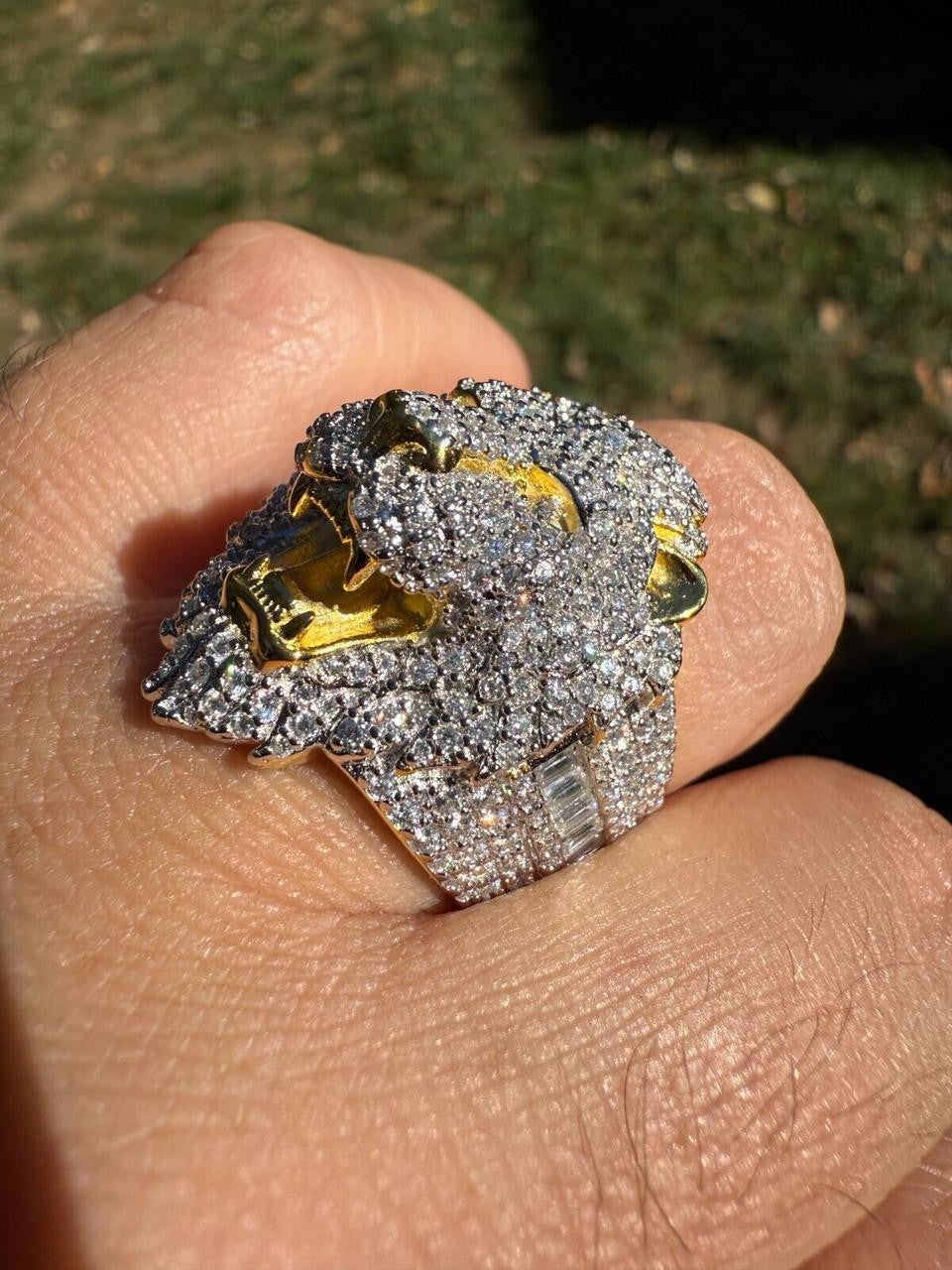 HarlemBling MOISSANITE Lion Hip Hop Ring - 14k Gold Vermeil 925 Silver