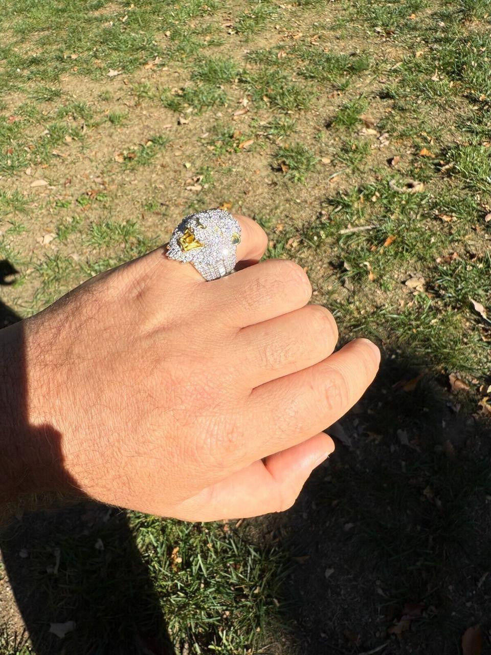 HarlemBling MOISSANITE Lion Hip Hop Ring - 14k Gold Vermeil 925 Silver