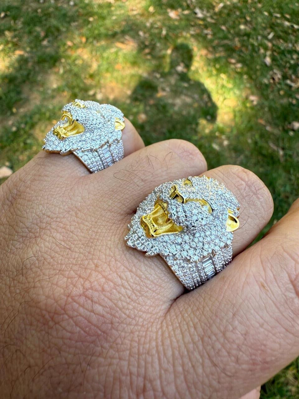 HarlemBling MOISSANITE Lion Hip Hop Ring - 14k Gold Vermeil 925 Silver