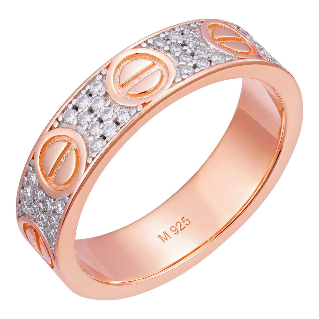 HarlemBling MOISSANITE Love Ring Eternity Band - 14k Rose Gold Vermeil 925 Silver