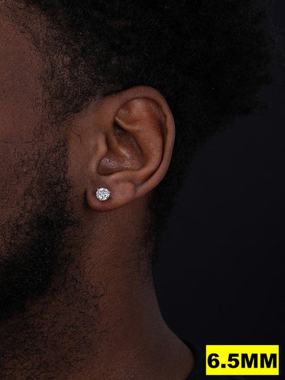 HarlemBling MOISSANITE Martini 3-Prong Solitaire Pushback Stud Earrings - 14k Gold Vermeil 925 Silver - 3mm-10mm - 0.2-8ct